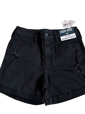 Hollister jean shorts size 3 26" black denim distressed High Rise Short 5"